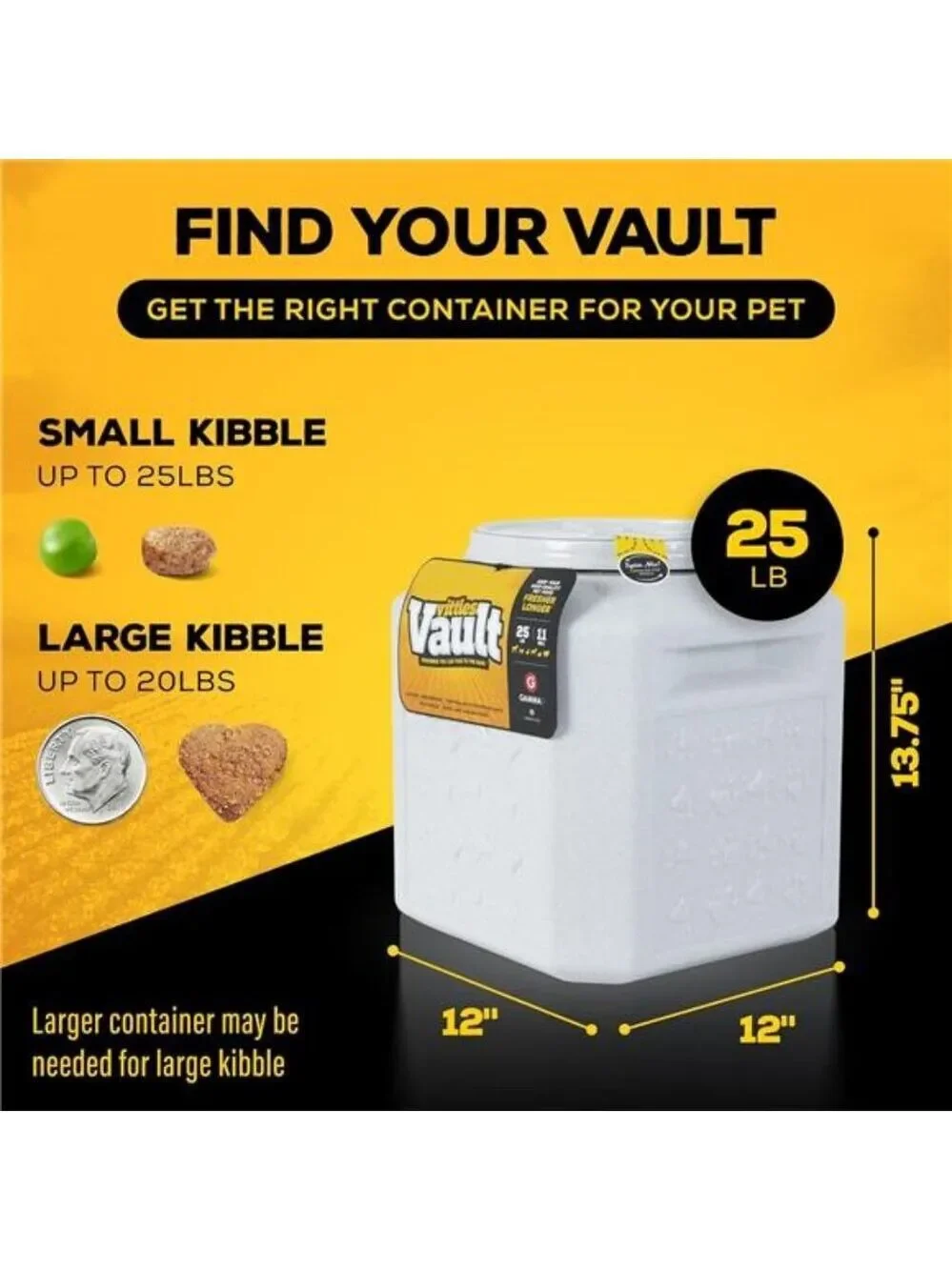 Pet Food Storage Container Airtight Dog Cat Kibble Vault 25lbs Durable USA